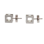 Hermes Cage Ash Cube Earrings Stud Both Ears Metal Blue Silver