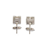 Hermes Cage Ash Cube Earrings Stud Both Ears Metal Blue Silver