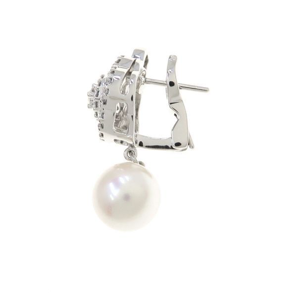 Chanel Camellia Diamond Pearl Earrings — view 4