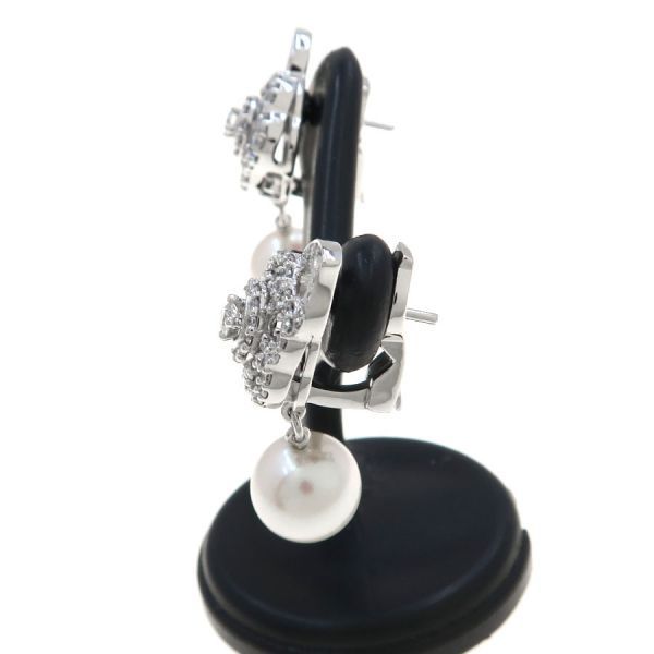 Chanel Camellia Diamond Pearl Earrings — view 2