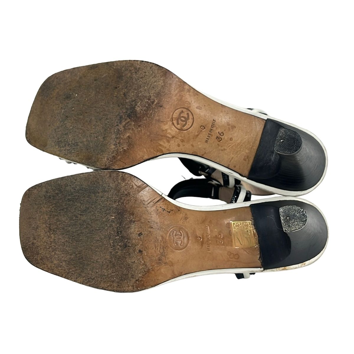 Chanel Sandals 36 Black White Leather — view 4