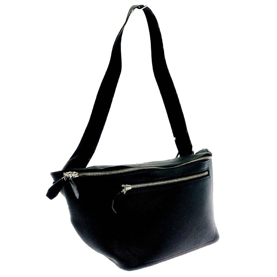Hermes Color City Slide Cross GM Silver Black Belt Bag — view 2