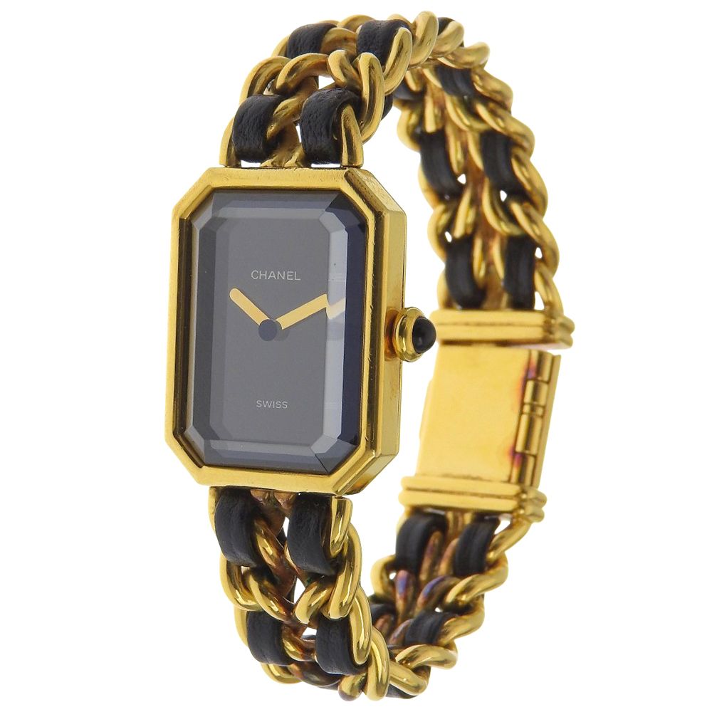 Chanel Premier S Gold Plated Leather Black Quartz Analog Display Dial Watch — view 2