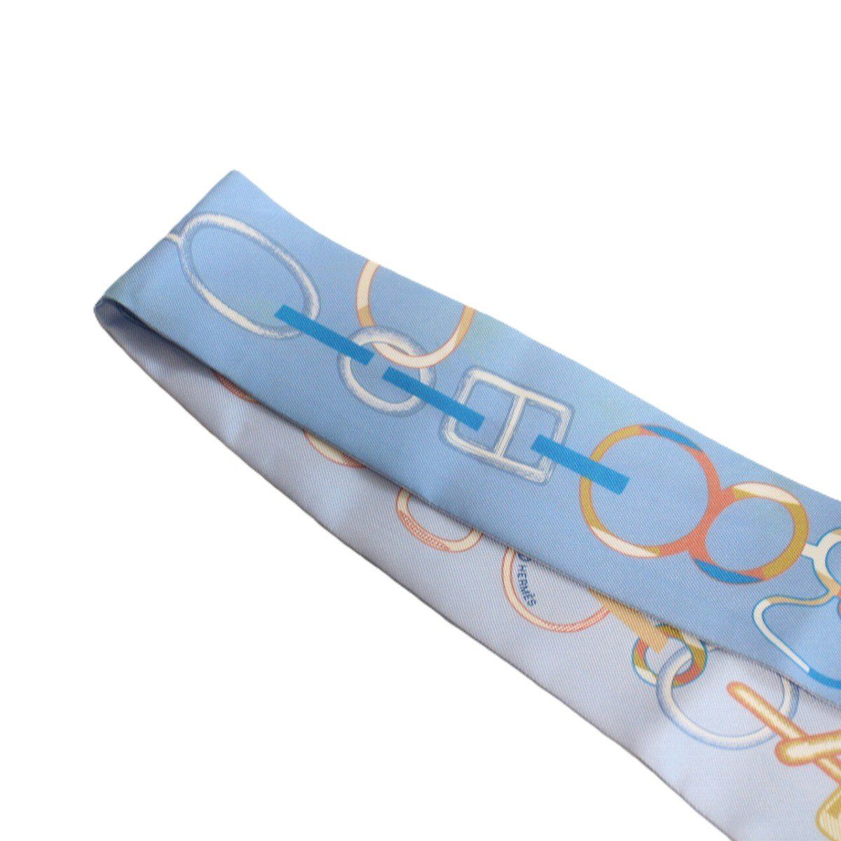 Hermes Twilly Dre Buckle Silk Blue Scarf — view 3