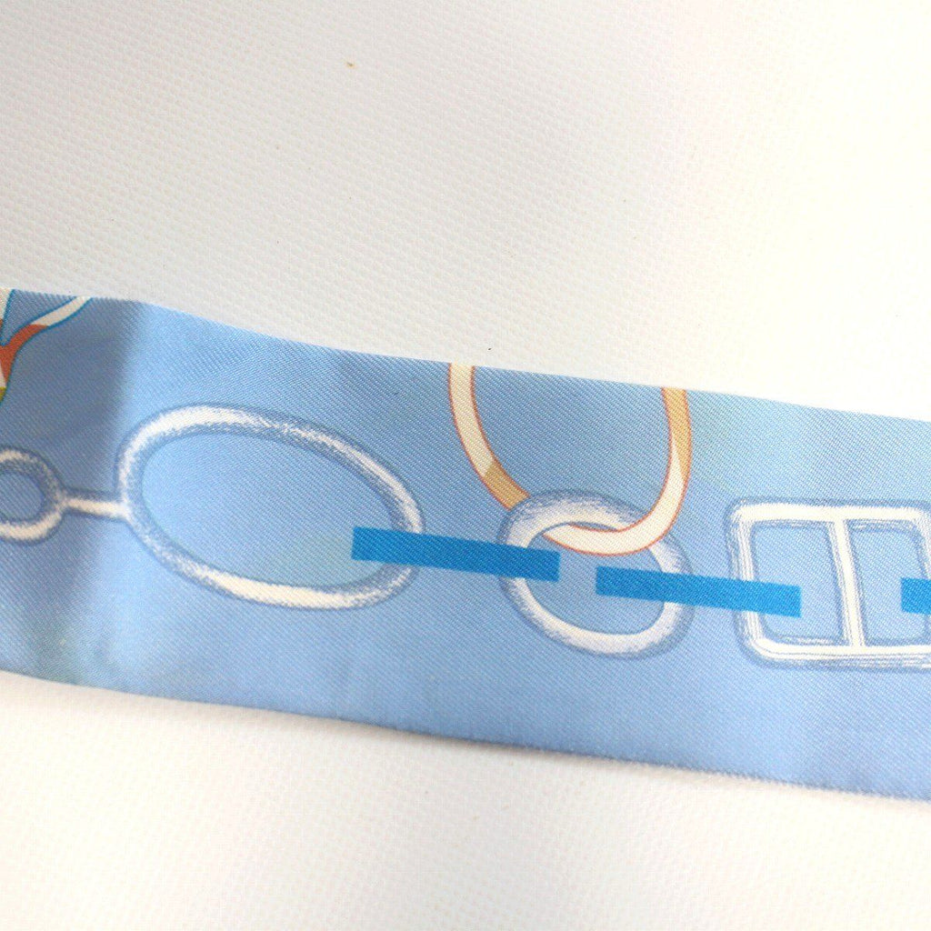 Hermes Twilly Dre Buckle Silk Blue Scarf — view 9