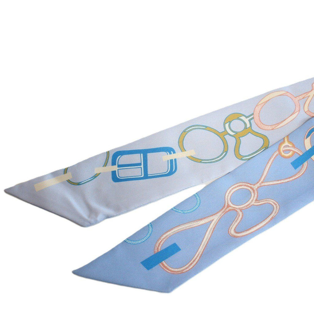 Hermes Twilly Dre Buckle Silk Blue Scarf — view 6
