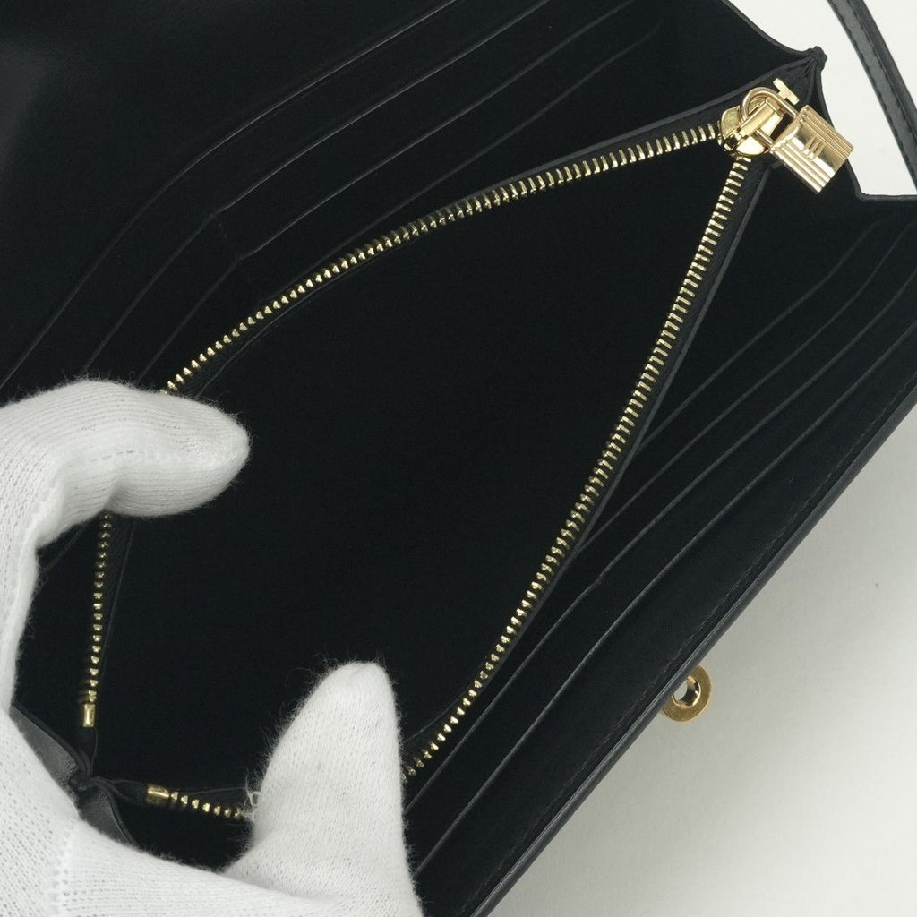 Hermes Kelly Wallet Box Calf Noir Black Gold — view 6