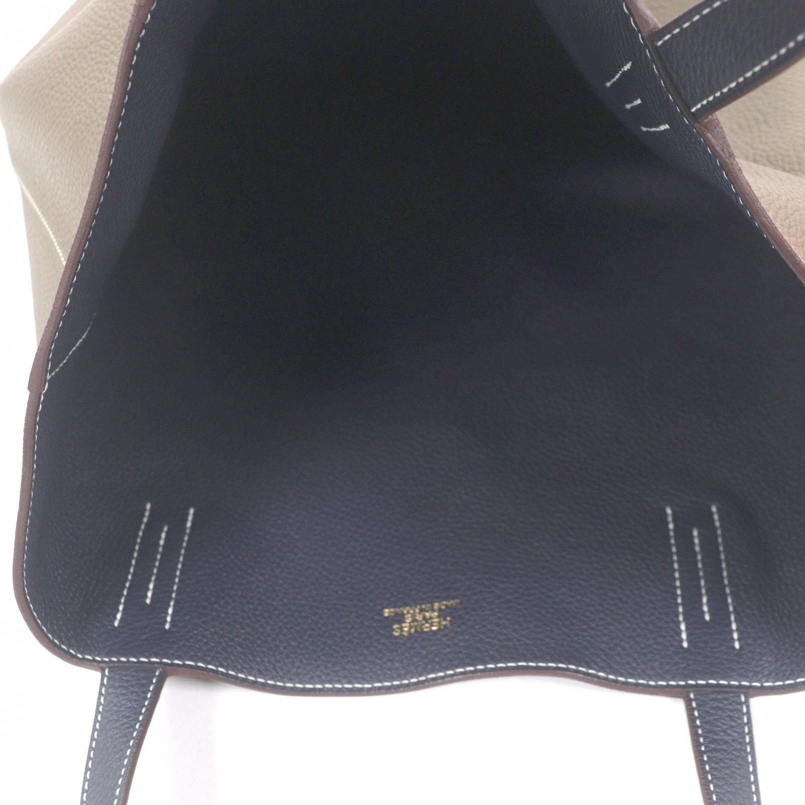 Hermes Double Sens 45 Taurillon Clemence Leather Tote Etoupe Bourg Nuit — view 6