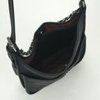 Chanel Quilted Tote Shoulder Bag Calfskin Black Silver CC Logo — view 9