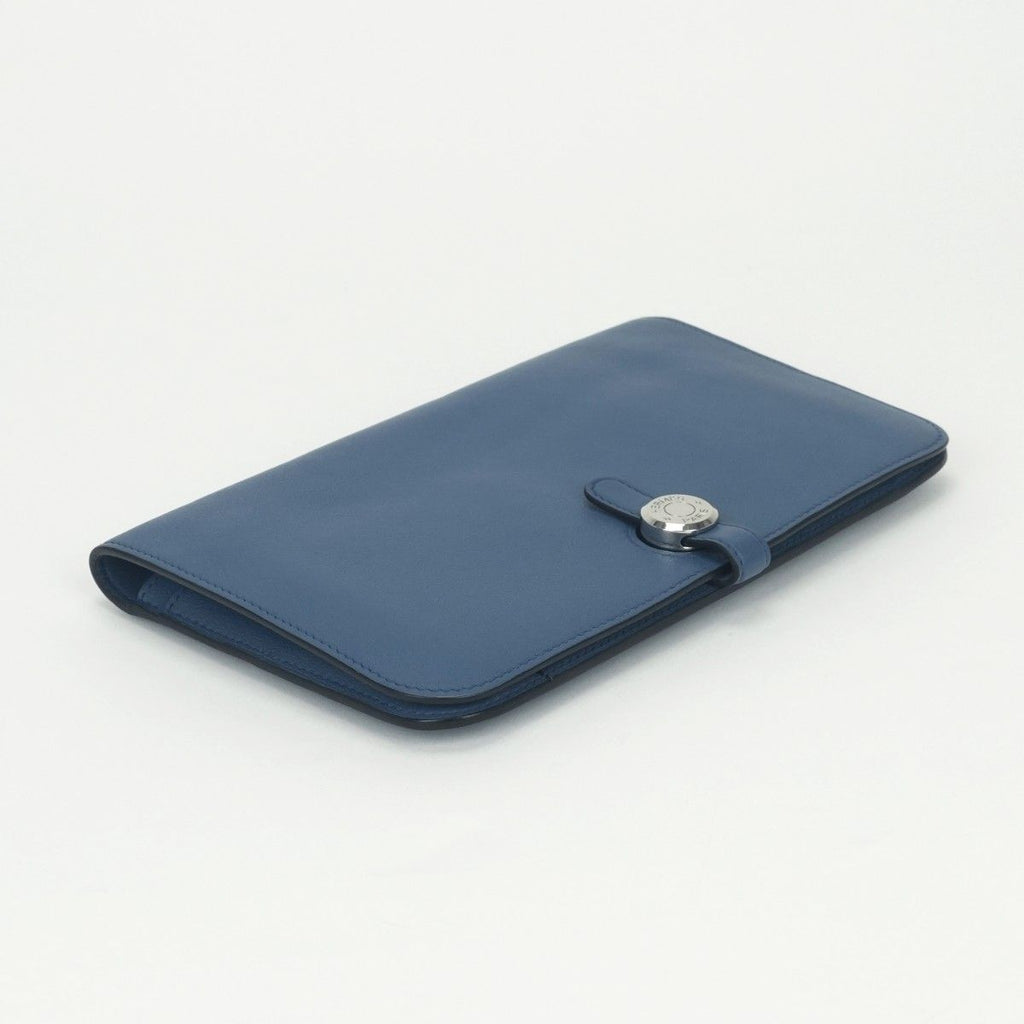 Hermes Dogon GM Duo Wallet Color Azur Blue Silver Pouch Coin Purse — view 3