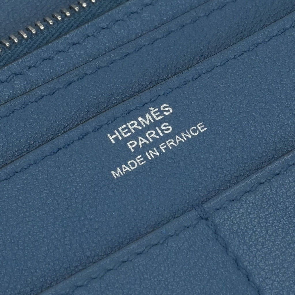Hermes Dogon GM Duo Wallet Color Azur Blue Silver Pouch Coin Purse — view 9