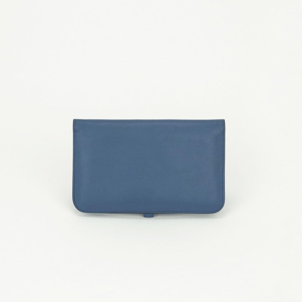 Hermes Dogon GM Duo Wallet Color Azur Blue Silver Pouch Coin Purse — view 2
