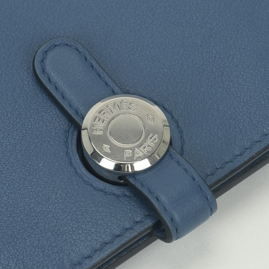 Hermes Dogon GM Duo Wallet Color Azur Blue Silver Pouch Coin Purse — view 8