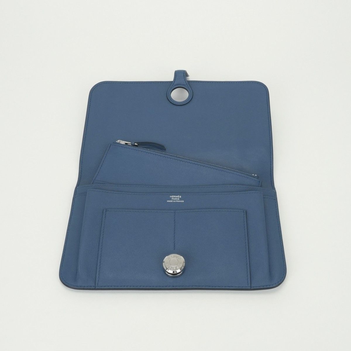 Hermes Dogon GM Duo Wallet Color Azur Blue Silver Pouch Coin Purse — view 5