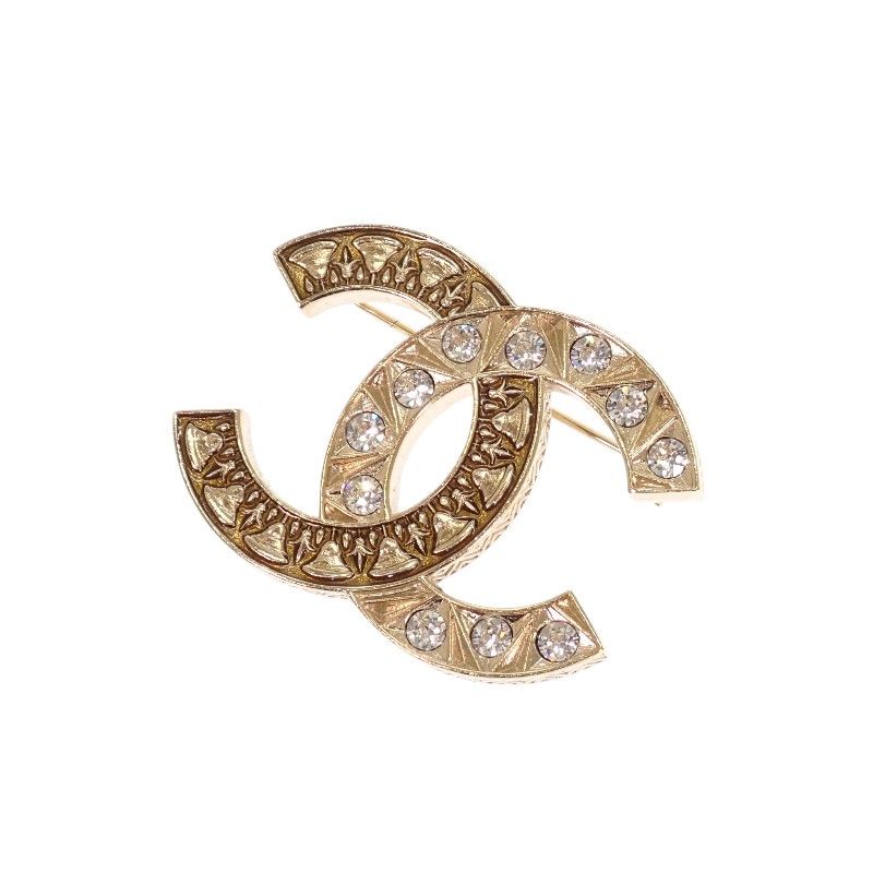 Chanel CC Logo Brooch Metal Gold Antique — view 3