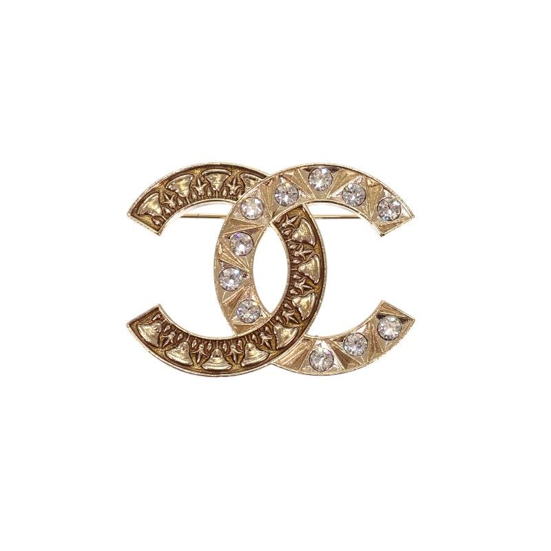 Chanel CC Logo Brooch Metal Gold Antique — view 2