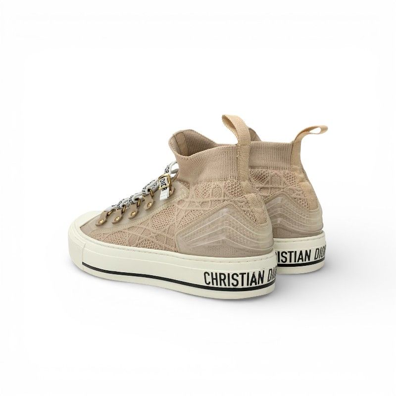 Dior Walkndior Sneakers Shoes Knit Rubber Pink Beige Logo High Cut — view 4