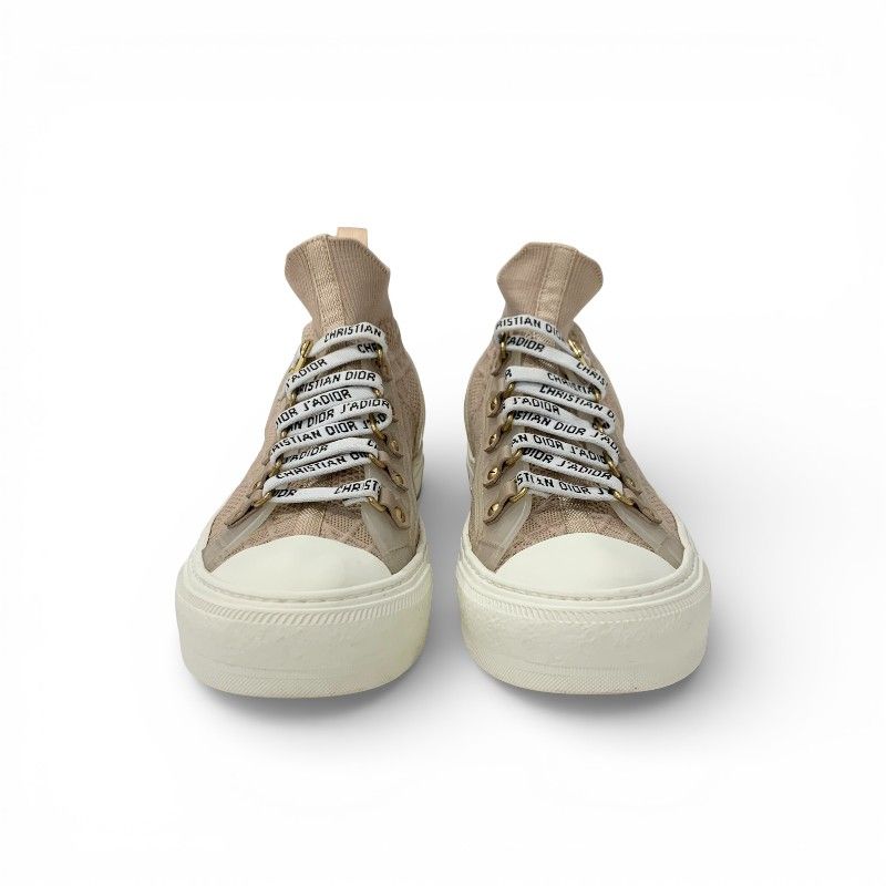 Dior Walkndior Sneakers Shoes Knit Rubber Pink Beige Logo High Cut — view 2