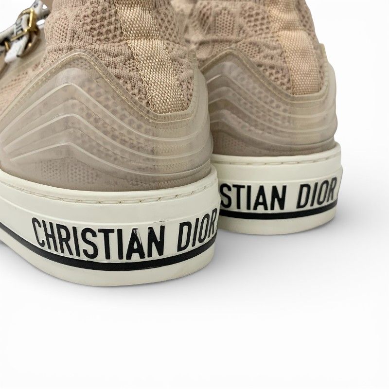 Dior Walkndior Sneakers Shoes Knit Rubber Pink Beige Logo High Cut — view 9