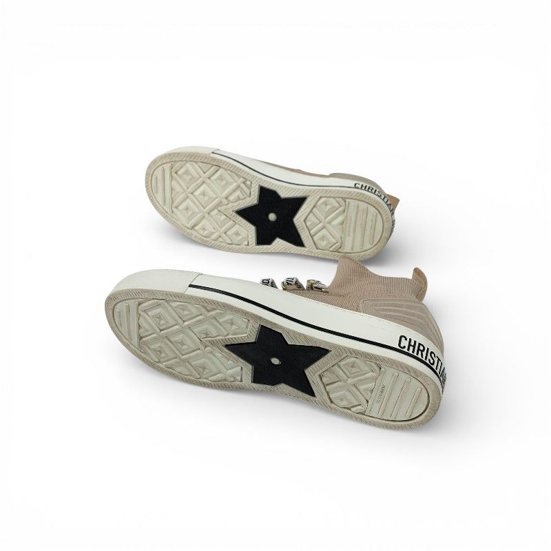 Dior Walkndior Sneakers Shoes Knit Rubber Pink Beige Logo High Cut — view 6