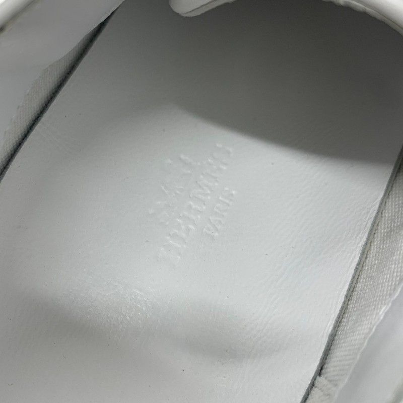 Hermes Get Sneakers Shoes Canvas Leather Gray White Black Low Cut Logo — view 7