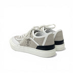 Hermes Get Sneakers Shoes Canvas Leather Gray White Black Low Cut Logo — view 4