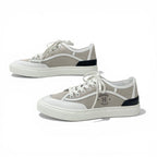 Hermes Get Sneakers Shoes Canvas Leather Gray White Black Low Cut Logo — view 3