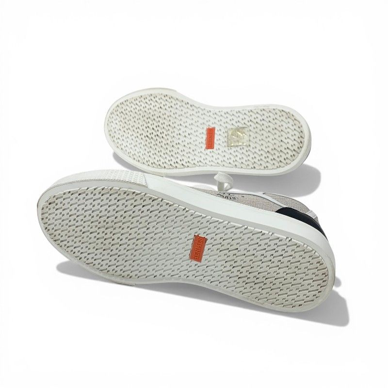 Hermes Get Sneakers Shoes Canvas Leather Gray White Black Low Cut Logo — view 6