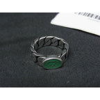 Gucci Interlocking Ring Silver Green