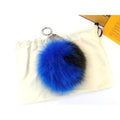 Fendi Pom Charm Leather Key Holder Key Sling Bag Blue Black