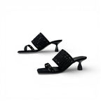 Hermes Gioia Sandals Shoes Suede Mesh Black Mule — view 2