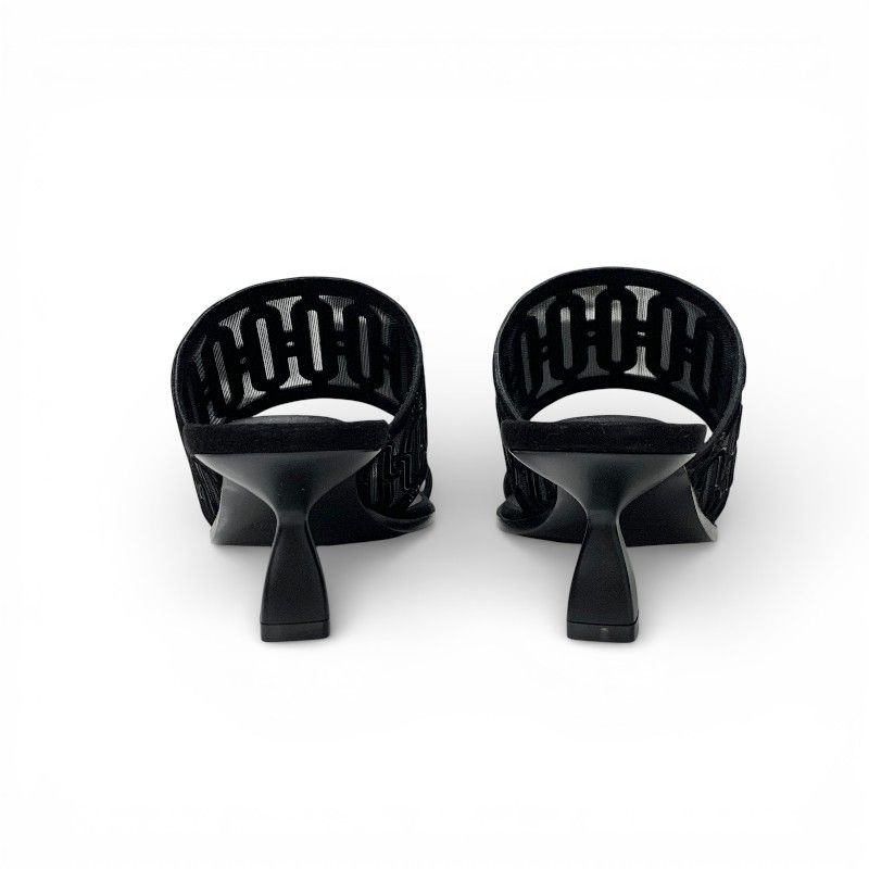 Hermes Gioia Sandals Shoes Suede Mesh Black Mule — view 5