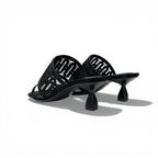 Hermes Gioia Sandals Shoes Suede Mesh Black Mule — view 4