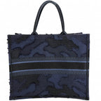 Dior Tote Shoulder Book Handbag Resort Collection Camouflage Canvas Navy — view 2