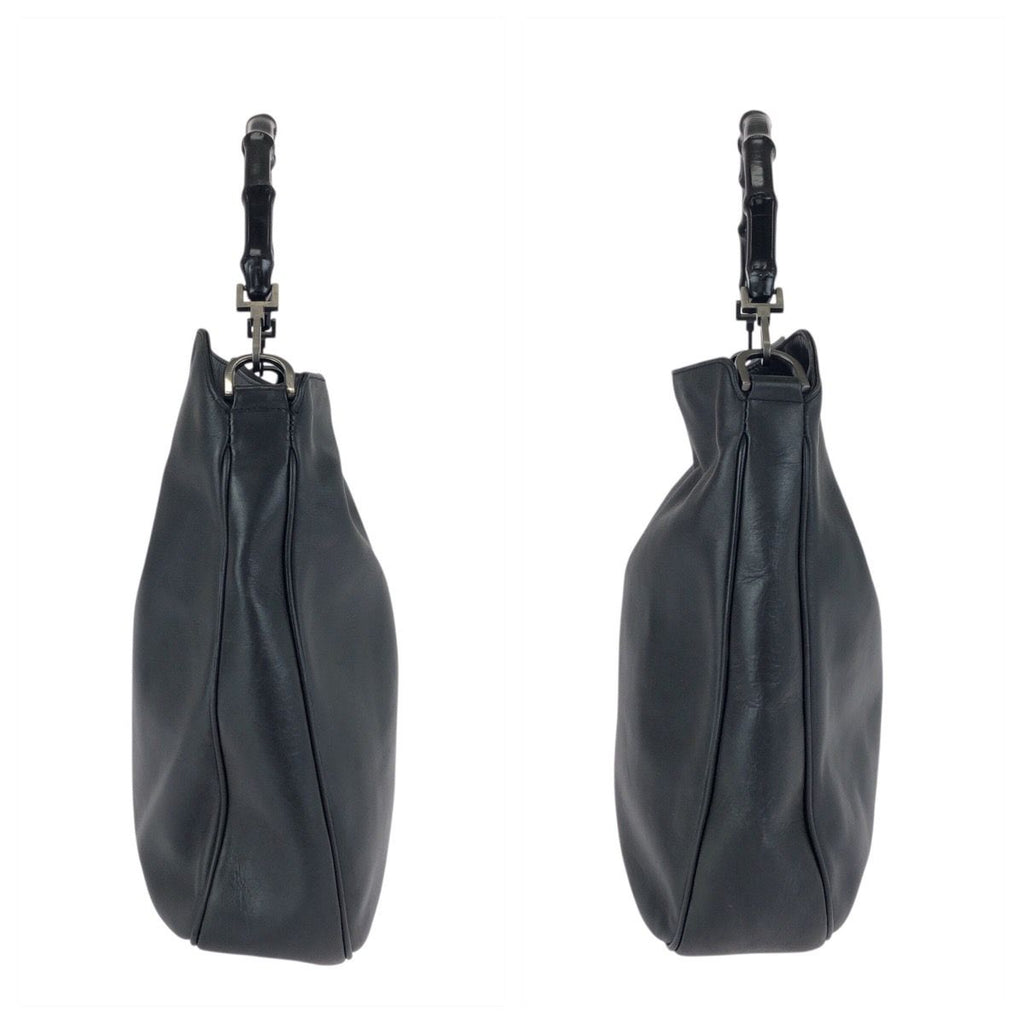 Gucci Bamboo Black Gunmetal Leather 001 Shoulder Bag — view 8