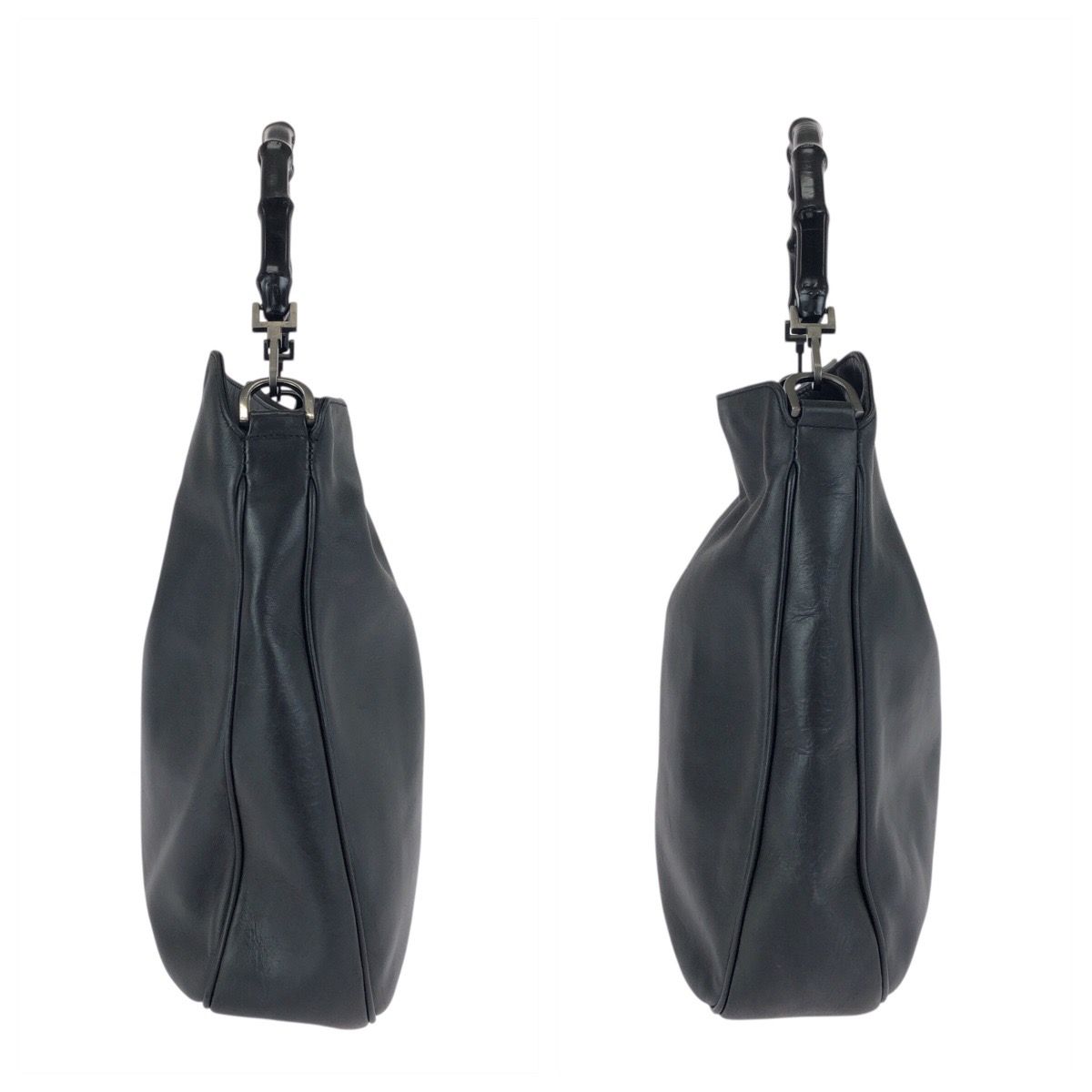 Gucci Bamboo Black Gunmetal Leather 001 Shoulder Bag — view 8