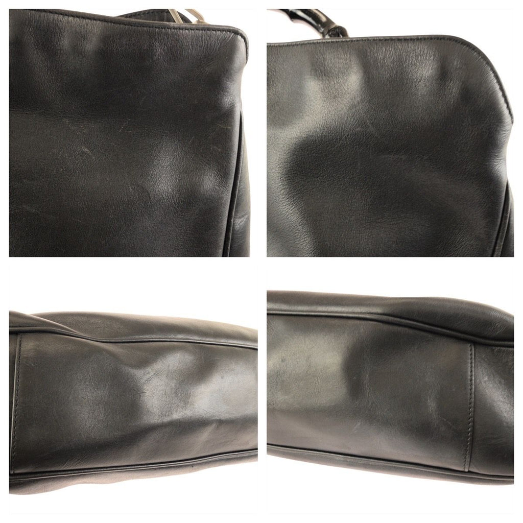 Gucci Bamboo Black Gunmetal Leather 001 Shoulder Bag — view 6