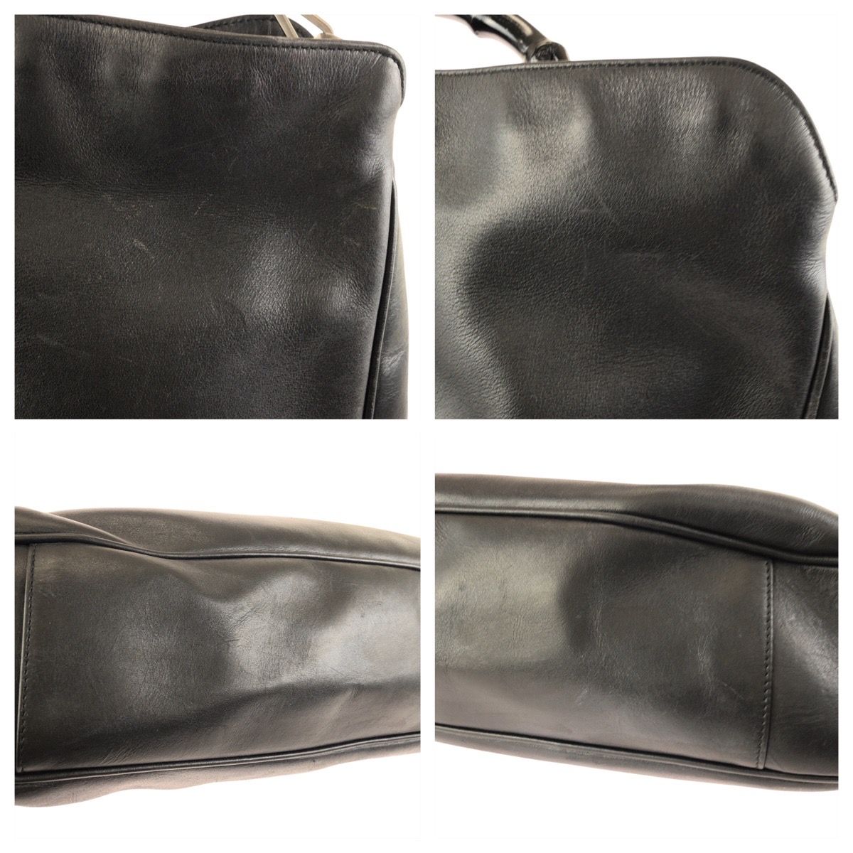 Gucci Bamboo Black Gunmetal Leather 001 Shoulder Bag — view 6