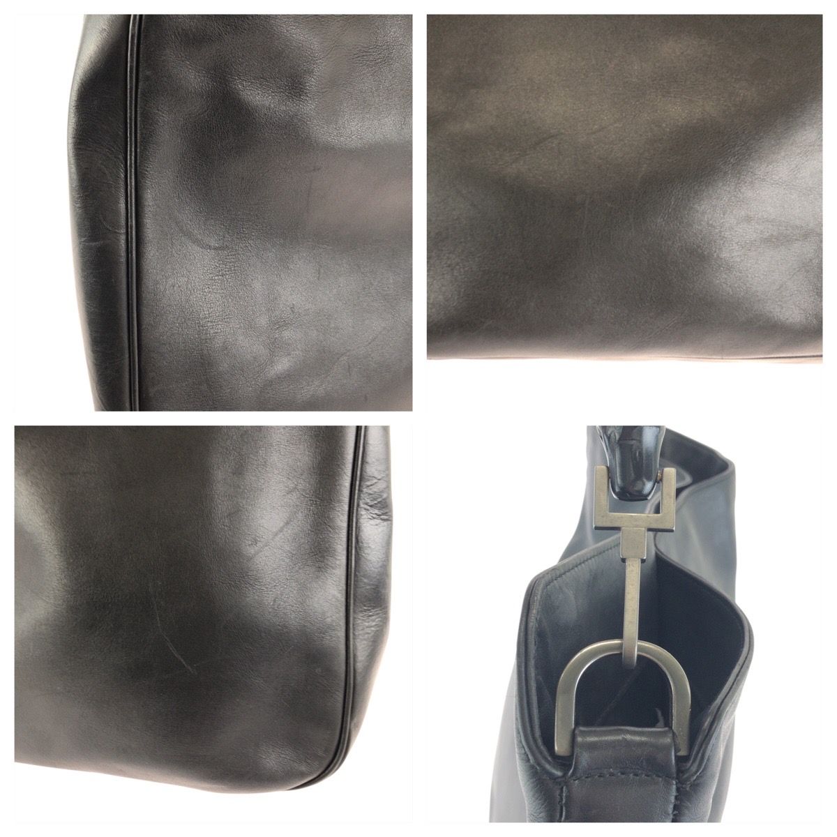 Gucci Bamboo Black Gunmetal Leather 001 Shoulder Bag — view 5
