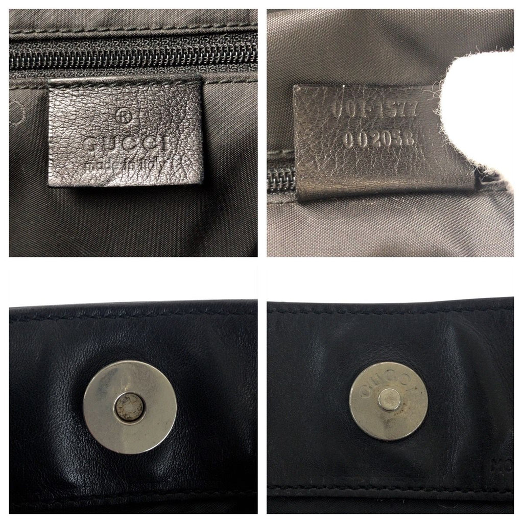 Gucci Bamboo Black Gunmetal Leather 001 Shoulder Bag — view 4