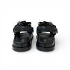 Chanel Sandals Shoes Leather Black Gold CC Logo Quilted Camellia Rhinestone — view 5