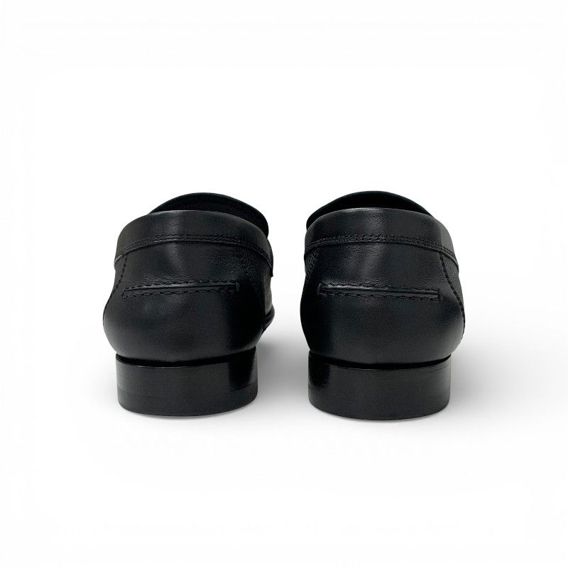 Hermes Destin Loafers Leather Shoes Black Silver Kelly Moccasins — view 5