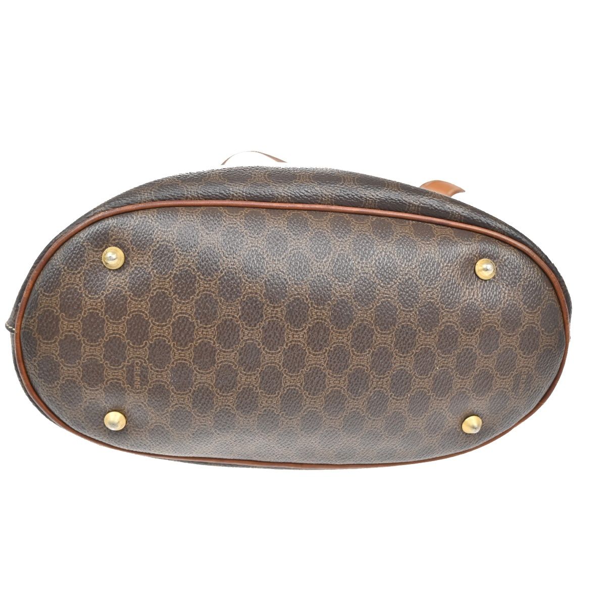 Celine Macadam Tote Shoulder Bag Brown Leather — view 6