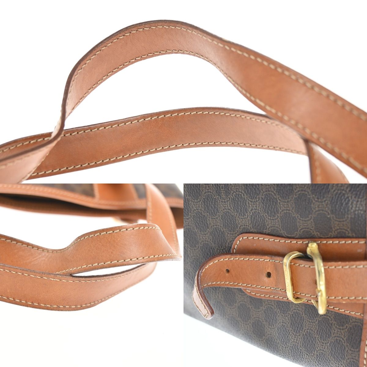 Celine Macadam Tote Shoulder Bag Brown Leather — view 8