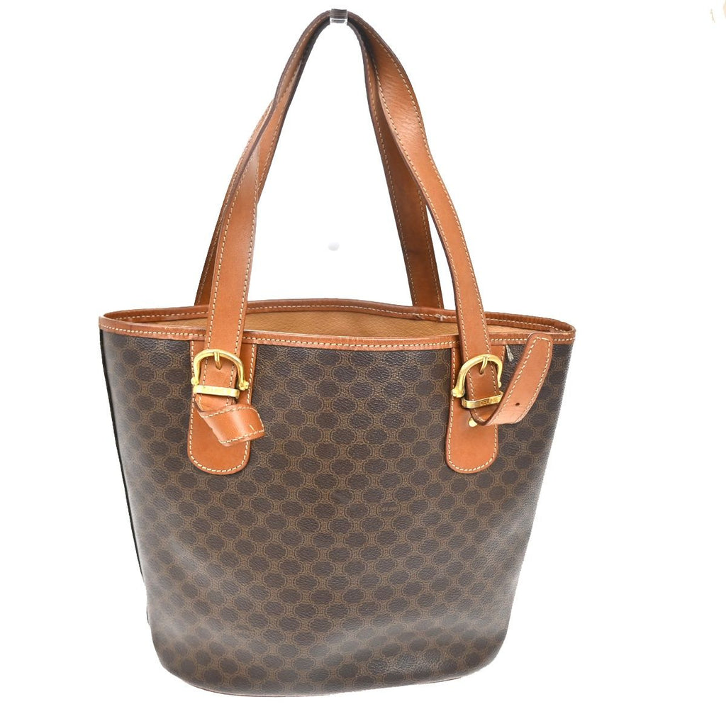 Celine Macadam Tote Shoulder Bag Brown Leather — view 3