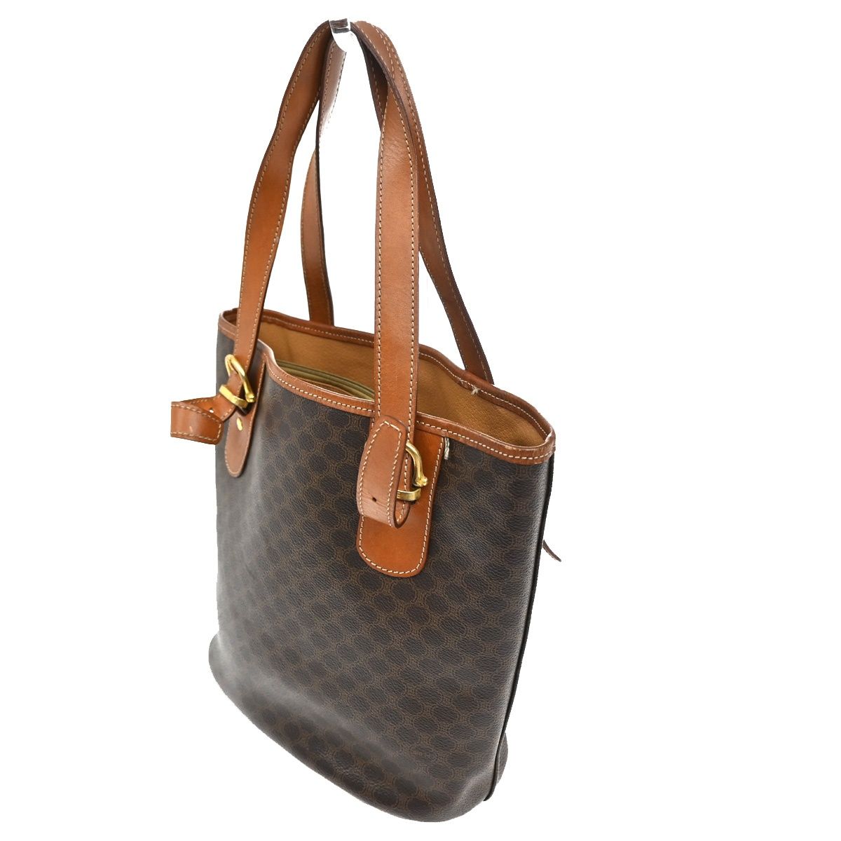 Celine Macadam Tote Shoulder Bag Brown Leather — view 4