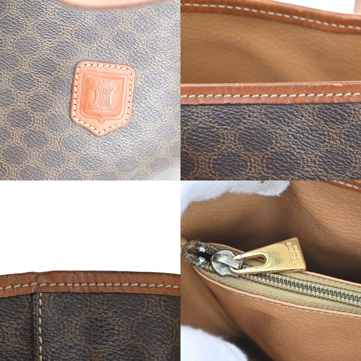 Celine Macadam Tote Shoulder Bag Brown Leather — view 9