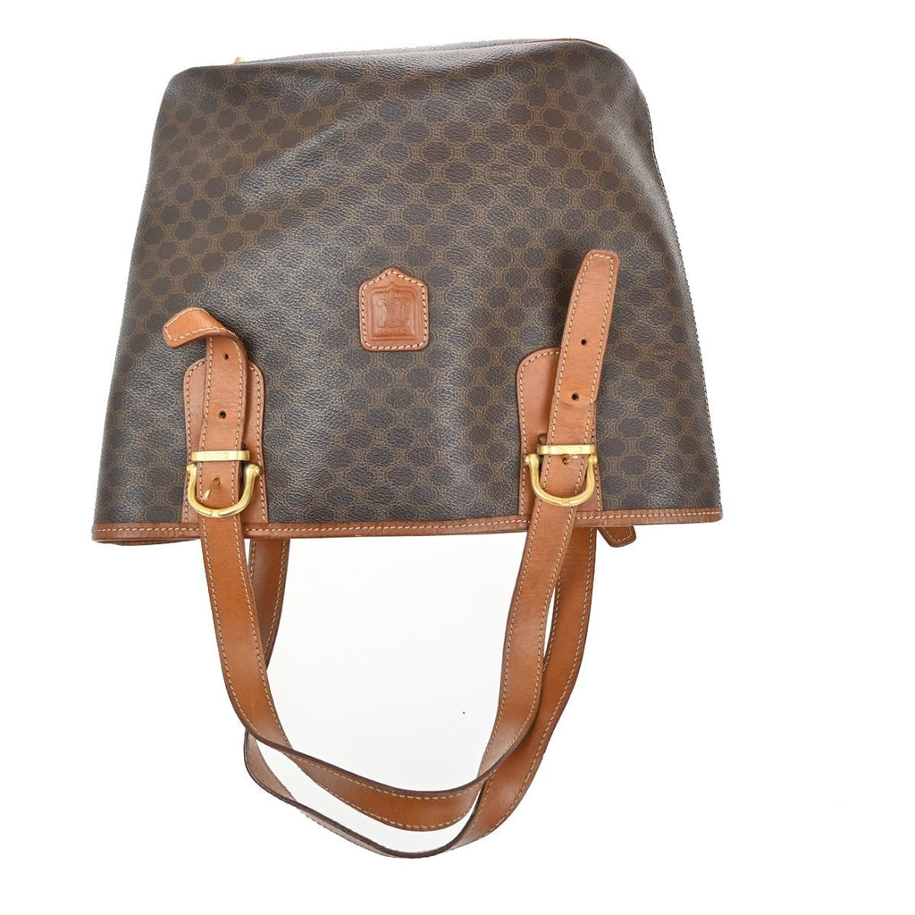 Celine Macadam Tote Shoulder Bag Brown Leather — view 5