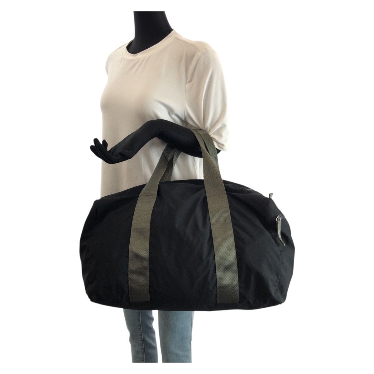 Prada Sports Black Gray Silver Polyester Polyurethane Boston Bag — view 7