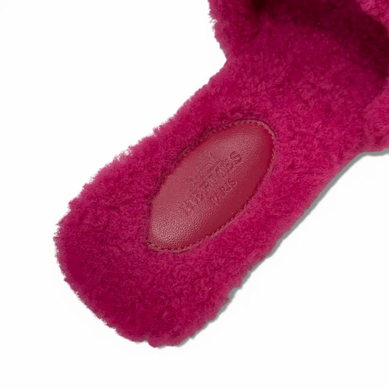 Hermes Oran Sandals Shoes Shearling Pink Flat Mule Boa — view 7